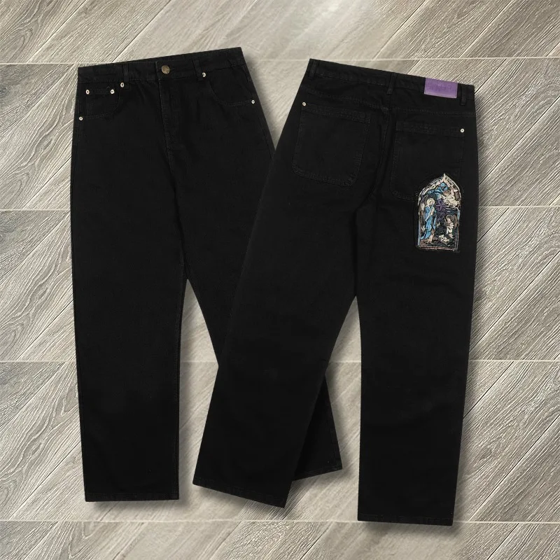 High Street Vintage Derschutze Jeans Embroidery Casual Men Women Straight Wide Leg Denim Pants Trousers
High Street Vintage Derschutze Jeans Embroidery Casual Men Women Straight Wide Leg Denim Pants Trousers