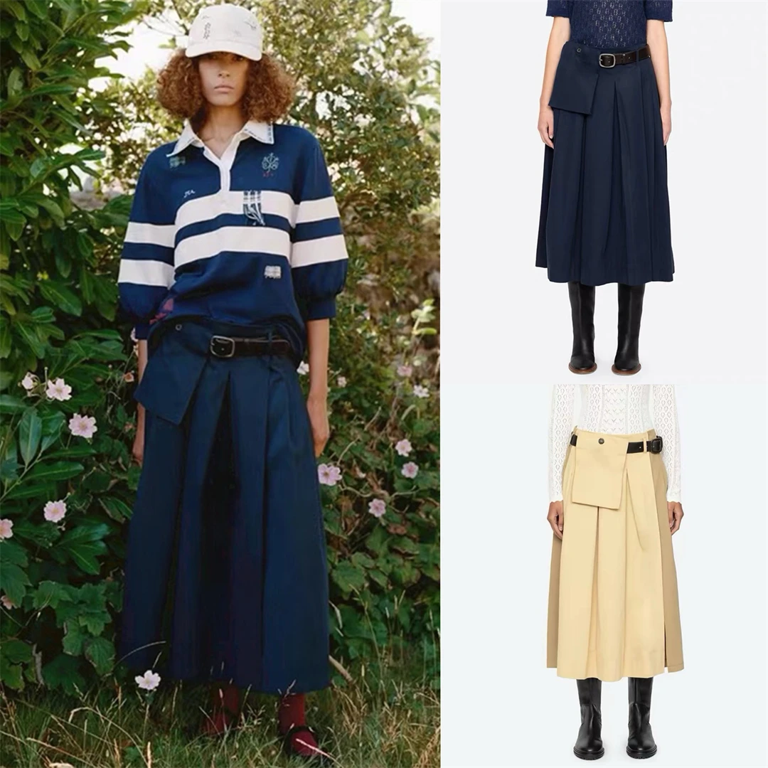 New York Se Workwear Leather Belt Asymmetrical Design Long Skirt Women's Spring Fashion Cotton A-Line Skirt Mid-Waist Zipper
New York Se Workwear Leather Belt Asymmetrical Design Long Skirt Women's Spring Fashion Cotton A-Line Skirt Mid-Waist Zipper