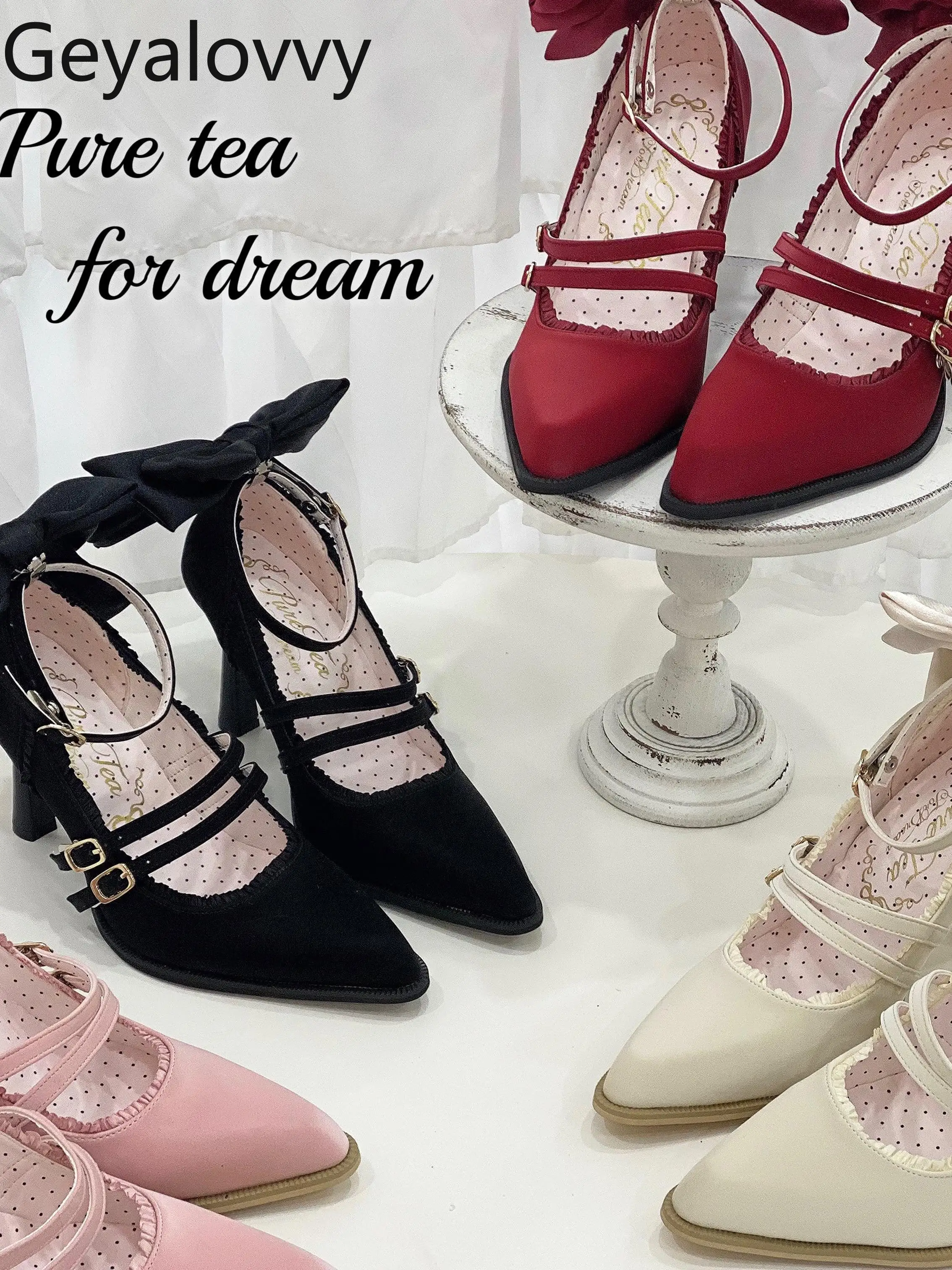 Fashion Lolita Style Original Bowknot Ribbon Thick Sole Women's Shoes Sweet Elegant High Heel Pumps for Lady Spring Autumn
Fashion Lolita Style Original Bowknot Ribbon Thick Sole Women's Shoes Sweet Elegant High Heel Pumps for Lady Spring Autumn