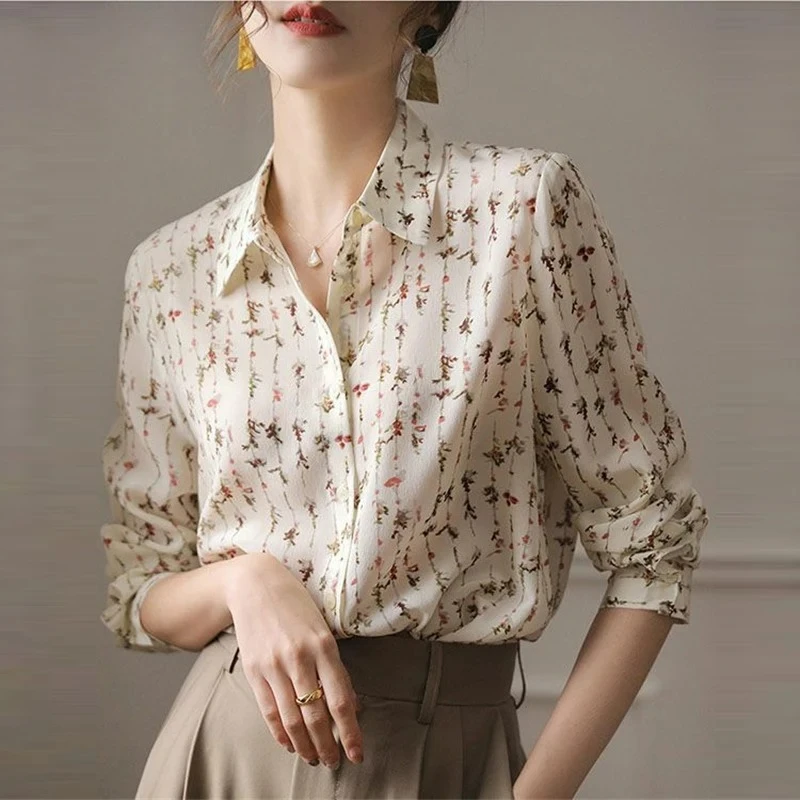 Women Floral Printed Elegant Button Shirts Korean Fashion Business Casual Office Lady Blouse Spring Autumn Long Sleeve Tops D360
Women Floral Printed Elegant Button Shirts Korean Fashion Business Casual Office Lady Blouse Spring Autumn Long Sleeve Tops D360