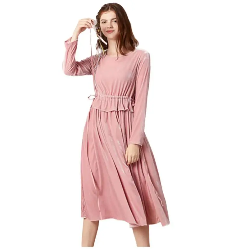 Autumn Winter Velvet Long Dress Women Casual Loose Full Sleeve Ruffles Patchwork Dress Ladies Elegant Party Vestido Retro Robes
Autumn Winter Velvet Long Dress Women Casual Loose Full Sleeve Ruffles Patchwork Dress Ladies Elegant Party Vestido Retro Robes