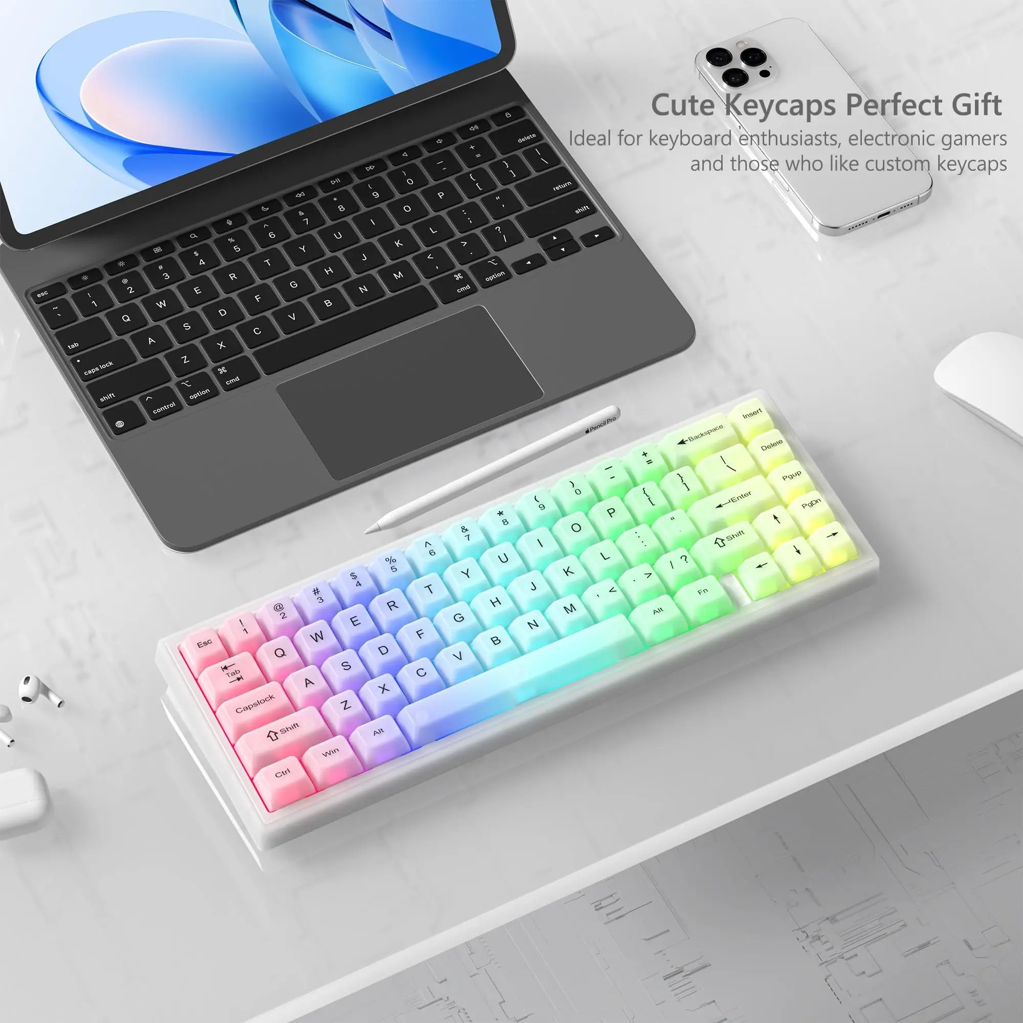 White MDA Profile Transparent Clear RGB Backlit Keycaps Foggy Crystal Ceramic PC Keycap 115 Keys for MX Switches Gamer Keyboard
White MDA Profile Transparent Clear RGB Backlit Keycaps Foggy Crystal Ceramic PC Keycap 115 Keys for MX Switches Gamer Keyboard