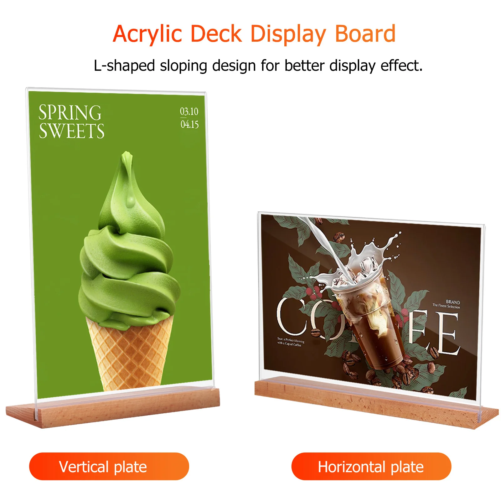 2Pcs Clear Acrylic Sign Holders Transparent Menu Stands Tabletop Price Tags Display Holders Natural Wood Base for Exhibitions
2Pcs Clear Acrylic Sign Holders Transparent Menu Stands Tabletop Price Tags Display Holders Natural Wood Base for Exhibitions
