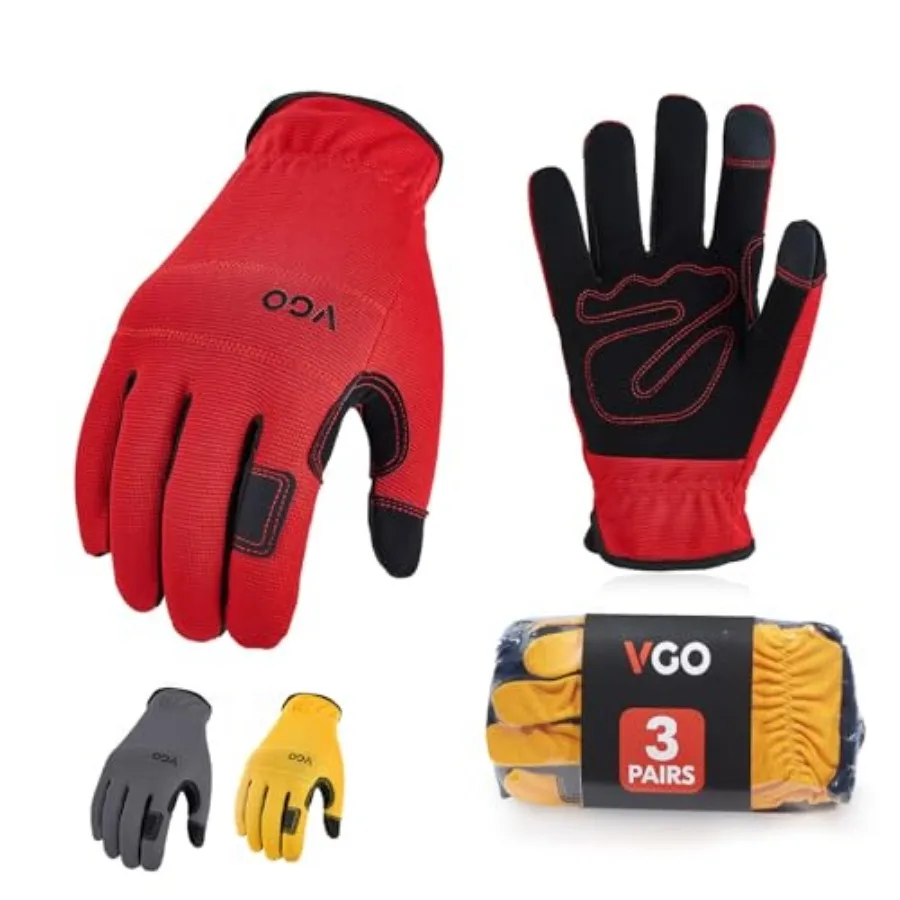 Vgo... 3-Pairs Synthetic Leather Work Gloves, Multi-Purpose Light Duty Work Gloves, Breathable and High Dexterity, Touchscreen
Vgo... 3-Pairs Synthetic Leather Work Gloves, Multi-Purpose Light Duty Work Gloves, Breathable and High Dexterity, Touchscreen
