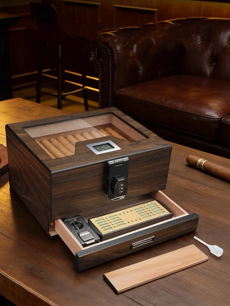 Cigar Box Tool Set, Large Capacity Sealed And Moisturizing Cedar Wood Cigar Box With Password Lock.
Cigar Box Tool Set, Large Capacity Sealed And Moisturizing Cedar Wood Cigar Box With Password Lock.