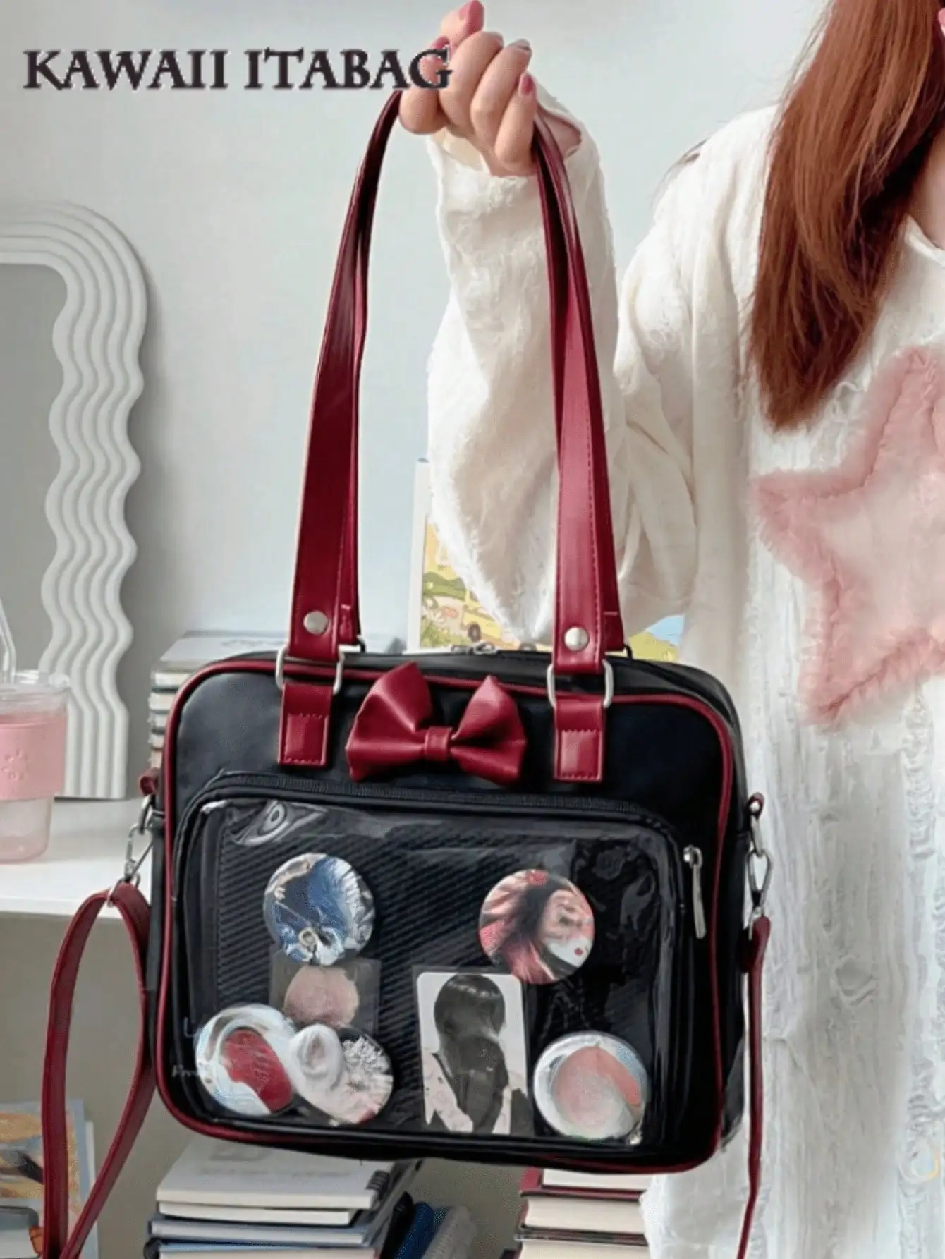 Japanese Cute PU Leather Transparent Pocket Bow Lolita Shoulder Bag Handbag For Girls, Street & Japanese Style
Japanese Cute PU Leather Transparent Pocket Bow Lolita Shoulder Bag Handbag For Girls, Street & Japanese Style