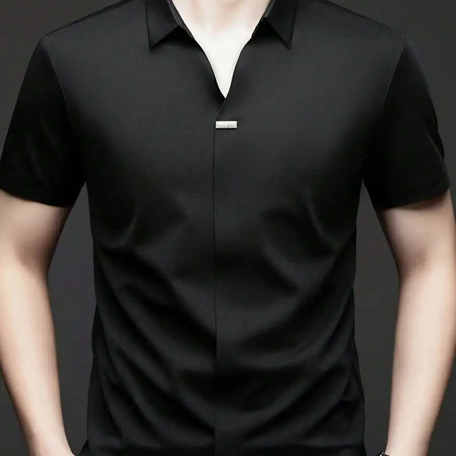 Mens V-Neck Short Sleeve Casual T-Shirt Solid Color Polyamide Stretch Summer Top
Mens V-Neck Short Sleeve Casual T-Shirt Solid Color Polyamide Stretch Summer Top