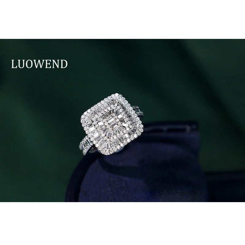 LUOWEND 100% 18K White Gold Rings Fashion Square Shape 0.85carat Real Natural Diamond Ring for Women High Wedding Jewelry
LUOWEND 100% 18K White Gold Rings Fashion Square Shape 0.85carat Real Natural Diamond Ring for Women High Wedding Jewelry