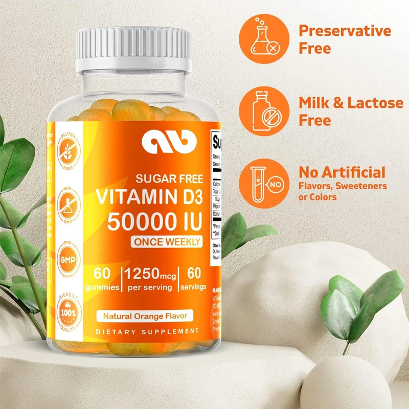 Vitamin sugar free vitamin D3 50000 IU supplement -60 gummies - Vitamin D capsules for bone, tooth, and immune support
Vitamin sugar free vitamin D3 50000 IU supplement -60 gummies - Vitamin D capsules for bone, tooth, and immune support