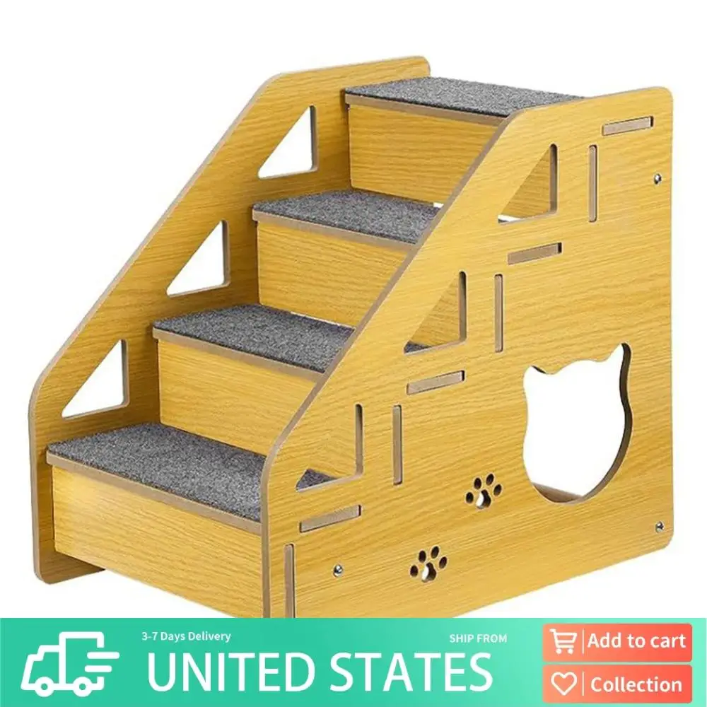 4-Step Wooden Pet Stairs Nonslip Carpeted Cat and Dog Steps Dog Stairs Ramp Pet Furniture for Dogs and Cats for Bed
4-Step Wooden Pet Stairs Nonslip Carpeted Cat and Dog Steps Dog Stairs Ramp Pet Furniture for Dogs and Cats for Bed