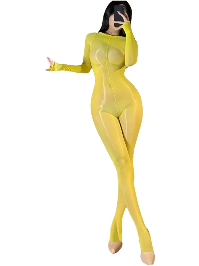 Kroean Women Sweet Yellow Beach Vacation Oil Shiny Tight Summer Clothes Sexy Long Sleeve Jumpsuit Mesh Romper Thin Sheer Top J37
Kroean Women Sweet Yellow Beach Vacation Oil Shiny Tight Summer Clothes Sexy Long Sleeve Jumpsuit Mesh Romper Thin Sheer Top J37