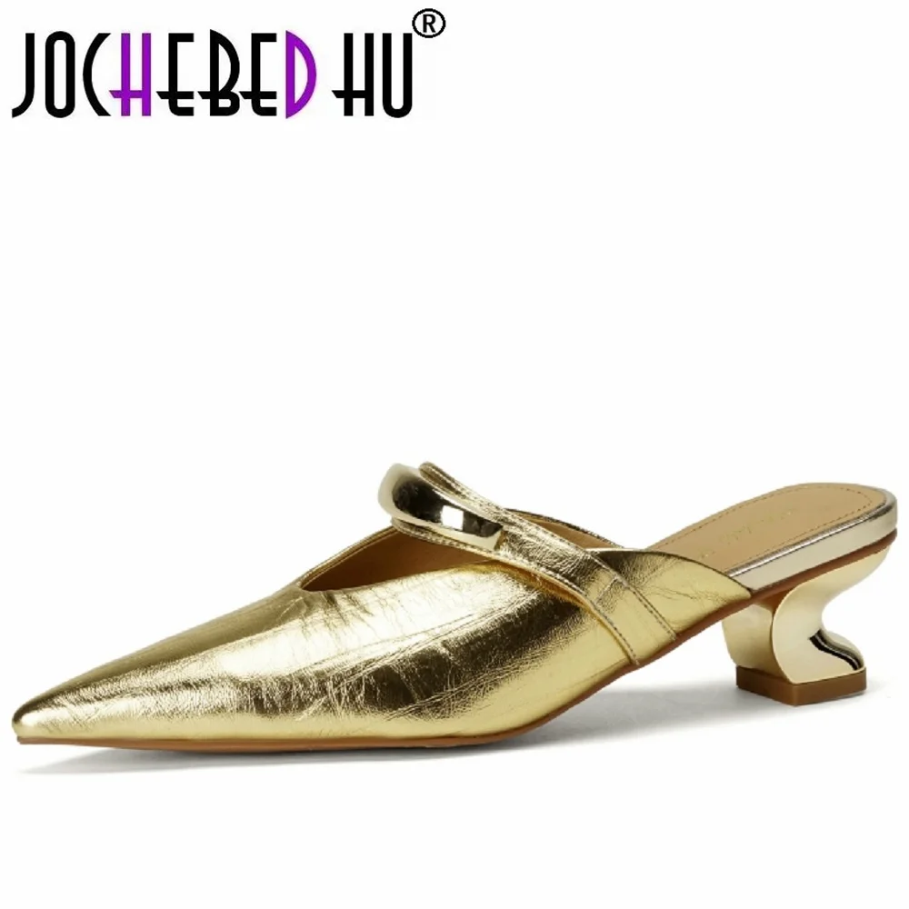 【JOCHEBED HU】Handmade Genuine Leather Pointed Toe Metal Heel Commuter Sandals Covering Half Slippers Comfortable Shoes 34-40
【JOCHEBED HU】Handmade Genuine Leather Pointed Toe Metal Heel Commuter Sandals Covering Half Slippers Comfortable Shoes 34-40
