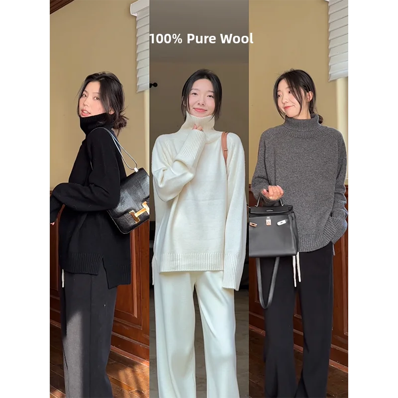 Women's Full Wool Thick High Collar Sweater Loose Winter Fashion Versatile Cozy Knitwear Casual Commute Style Long Sleeve
Women's Full Wool Thick High Collar Sweater Loose Winter Fashion Versatile Cozy Knitwear Casual Commute Style Long Sleeve