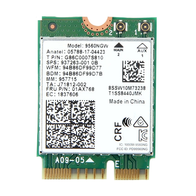 Карта Wi-Fi 9560NGW, беспроводной адаптер, стандарт Bluetooth 5,0 802.11Ac M.2 CNVI, 1 шт.
Карта Wi-Fi 9560NGW, беспроводной адаптер, стандарт Bluetooth 5,0 802.11Ac M.2 CNVI, 1 шт.