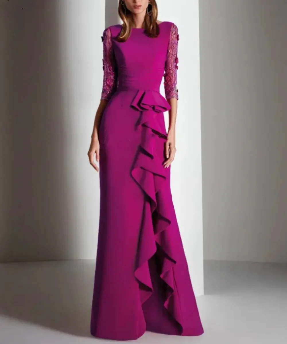 Elegant Long O Neck Chiffon Evening Dresses Half Sleeves with Slit Mermaid Ruffled Floor Length Vestidos De Fiesta
Elegant Long O Neck Chiffon Evening Dresses Half Sleeves with Slit Mermaid Ruffled Floor Length Vestidos De Fiesta