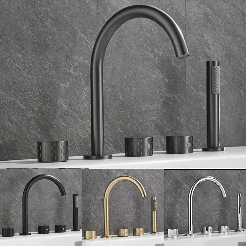 Gray Luxury Brass Deck-Mounted 5-Holes Bathroom Bath tub Rotating Faucet Mixer Bathtub Basin Water Tap With Spray 3 Handles
Gray Luxury Brass Deck-Mounted 5-Holes Bathroom Bath tub Rotating Faucet Mixer Bathtub Basin Water Tap With Spray 3 Handles