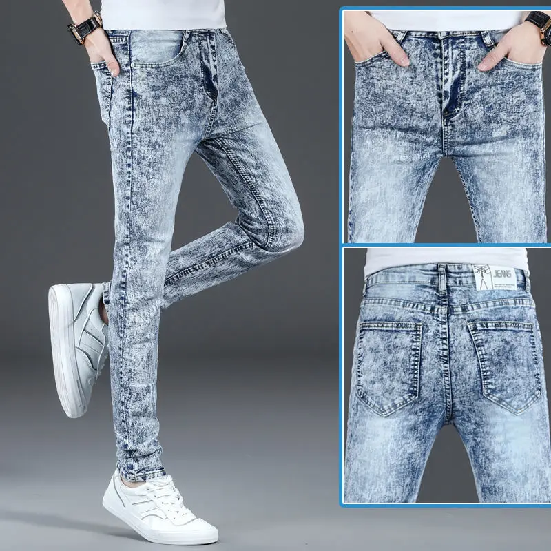 Casual Men's Snowflake Denim Slim Jeans for Spring Autumn Korean Style Clothes Luxury High Quality Designer Brand Men Jeans
Casual Men's Snowflake Denim Slim Jeans for Spring Autumn Korean Style Clothes Luxury High Quality Designer Brand Men Jeans
