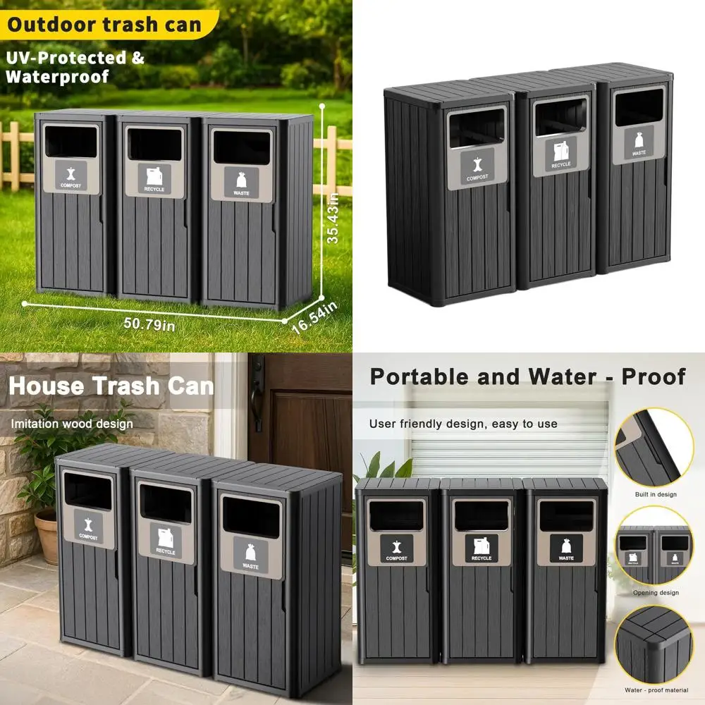35 Tall Durable Weatherproof Resin Outdoor Trash Can, Ideal for Patio, Office, Kitchen, Easy to Clean, Lightweight, Waste, Recyc
35 Tall Durable Weatherproof Resin Outdoor Trash Can, Ideal for Patio, Office, Kitchen, Easy to Clean, Lightweight, Waste, Recyc