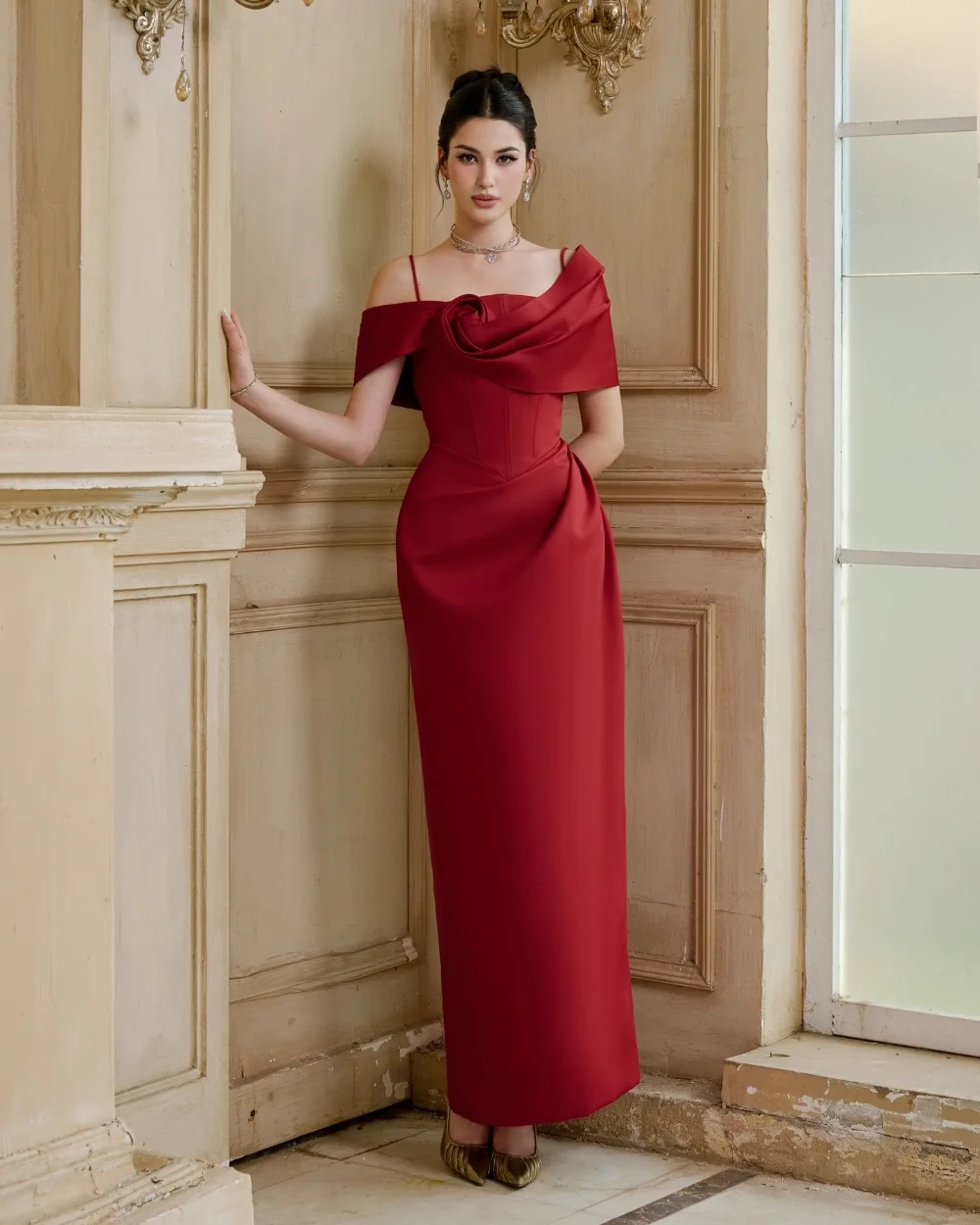 Customized Red Exquisite Casual Handmade Flower Pleat Straight Off-the-shoulder Ankle Length Evening Dresses For Wedding Party
Customized Red Exquisite Casual Handmade Flower Pleat Straight Off-the-shoulder Ankle Length Evening Dresses For Wedding Party