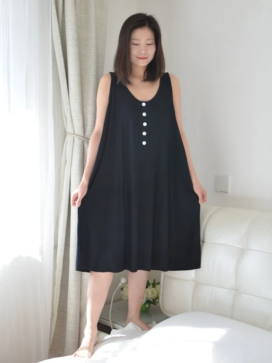 Casual Sleeveless Pure Color Sleep Dress Women's Style Thin Loose Mid-Length plus Size Comfortable Home Clothes Summer Thin
Casual Sleeveless Pure Color Sleep Dress Women's Style Thin Loose Mid-Length plus Size Comfortable Home Clothes Summer Thin