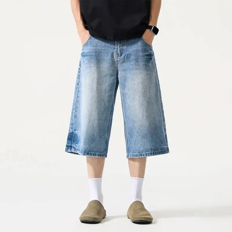 Trendy Men's Denim Shorts Summer New Loose Casual Light Blue Washed Gradient Loose Wide Leg Straight Mid Length Pants
Trendy Men's Denim Shorts Summer New Loose Casual Light Blue Washed Gradient Loose Wide Leg Straight Mid Length Pants