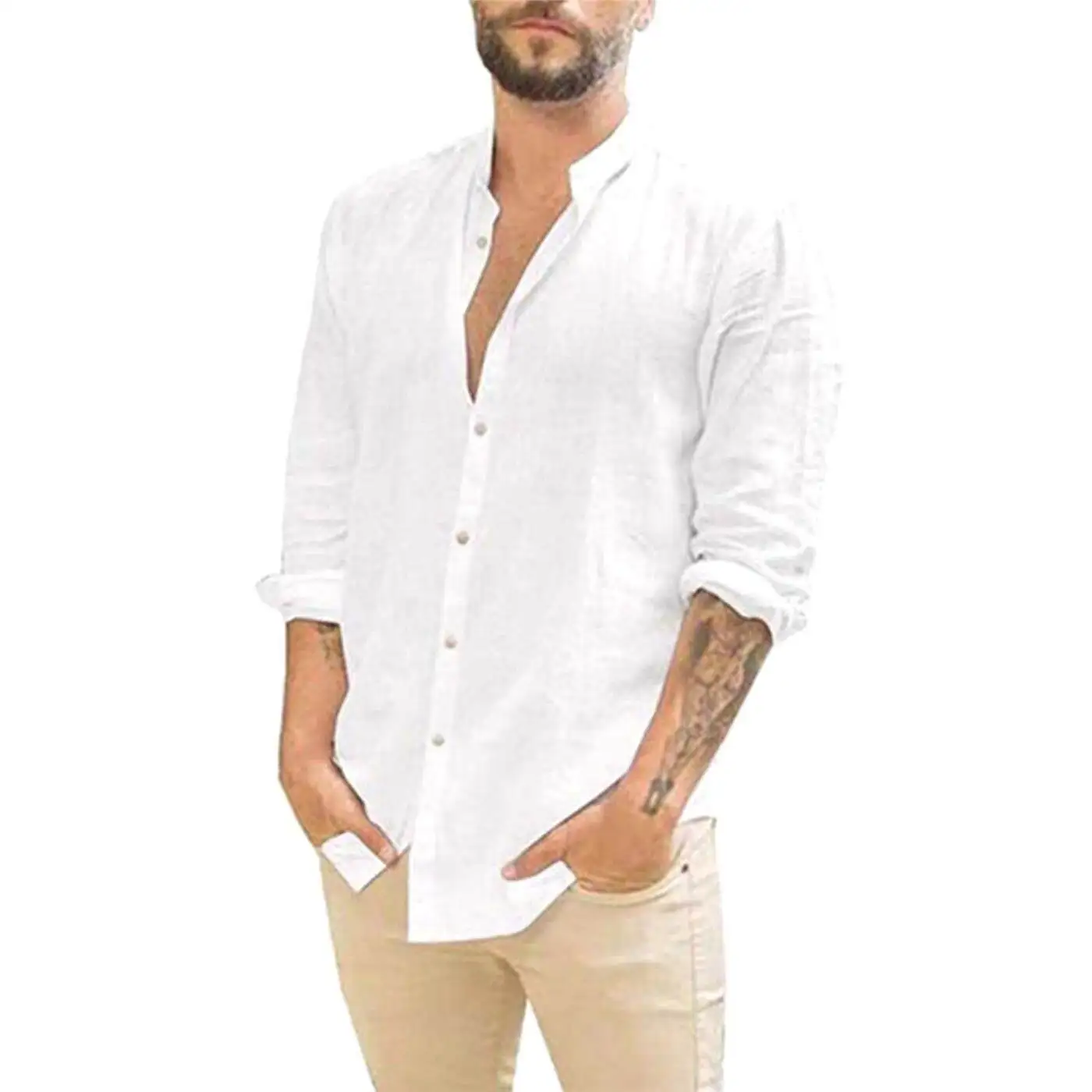 Men's Cotton Linen Shirt Long Sleeve Stand Collar Slim Fit Sun Protection Casual Workwear Open Cardigan Breathable Leisure
Men's Cotton Linen Shirt Long Sleeve Stand Collar Slim Fit Sun Protection Casual Workwear Open Cardigan Breathable Leisure