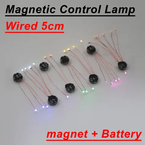 Lámpara de Control magnético con cable de 5cm, modelo de luz Led Magnetrón + imán + batería, juguetes para coche Diy, iluminación, materiales Diorama, Robots Gunda