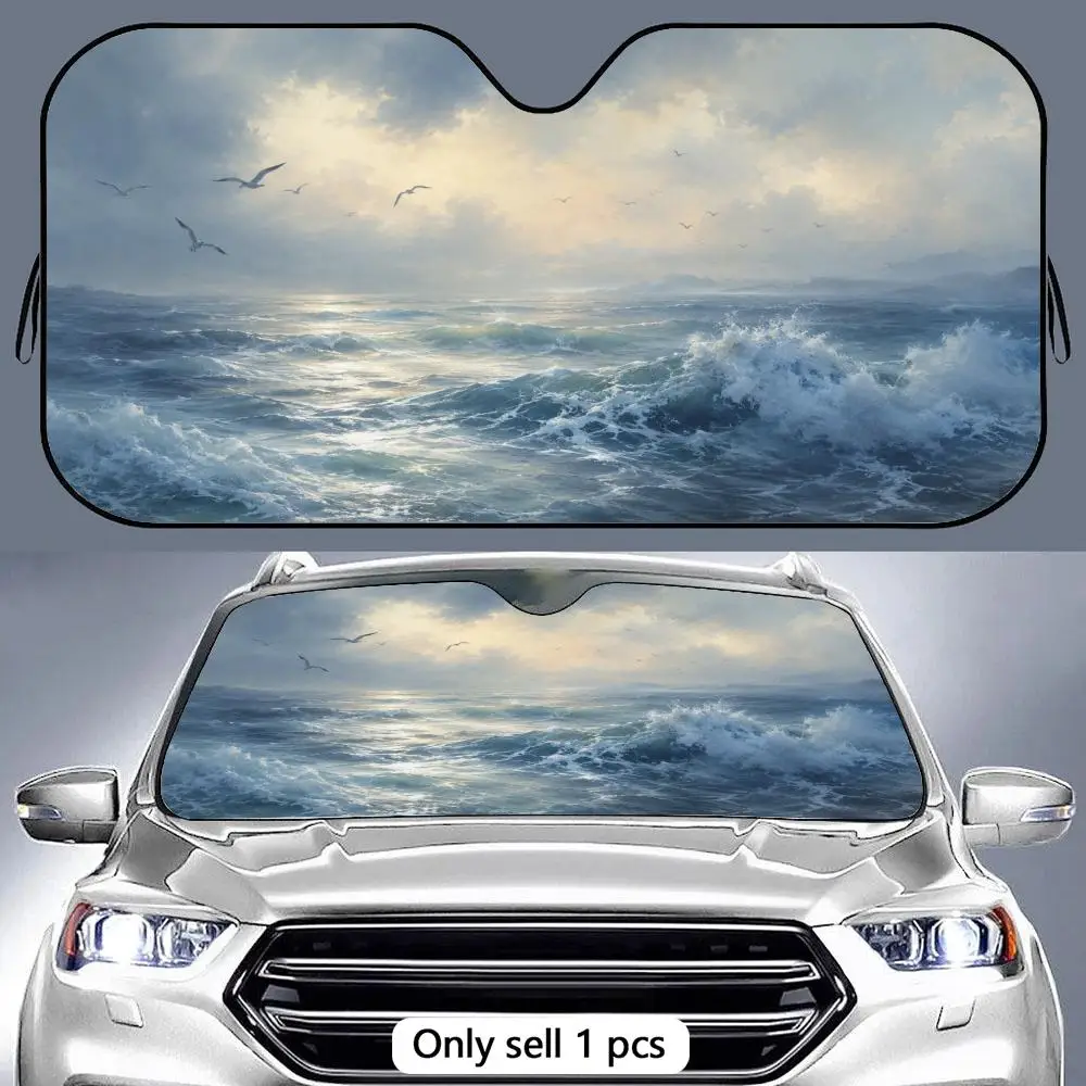 Seagulls Waves Blue Sun Visor Reusable Double-Sided Windshield Sun Visor UV Block Portable Heat Shield Cover
Seagulls Waves Blue Sun Visor Reusable Double-Sided Windshield Sun Visor UV Block Portable Heat Shield Cover