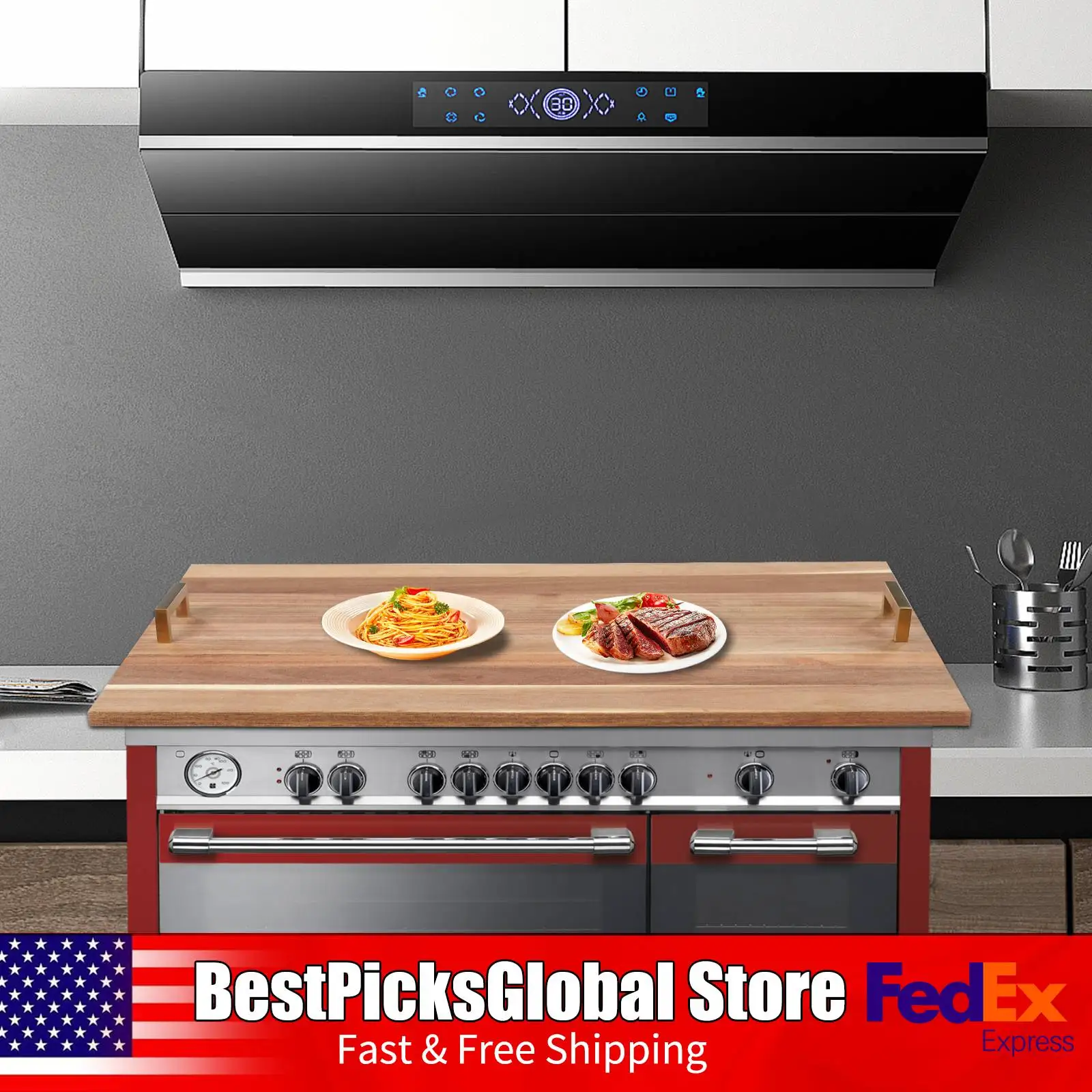 Stove Top Cover Cutting Board, Wooden Counter Cover with Gold Handle, Multi-Functional Kitchen Board for Stovetop Protection
Stove Top Cover Cutting Board, Wooden Counter Cover with Gold Handle, Multi-Functional Kitchen Board for Stovetop Protection