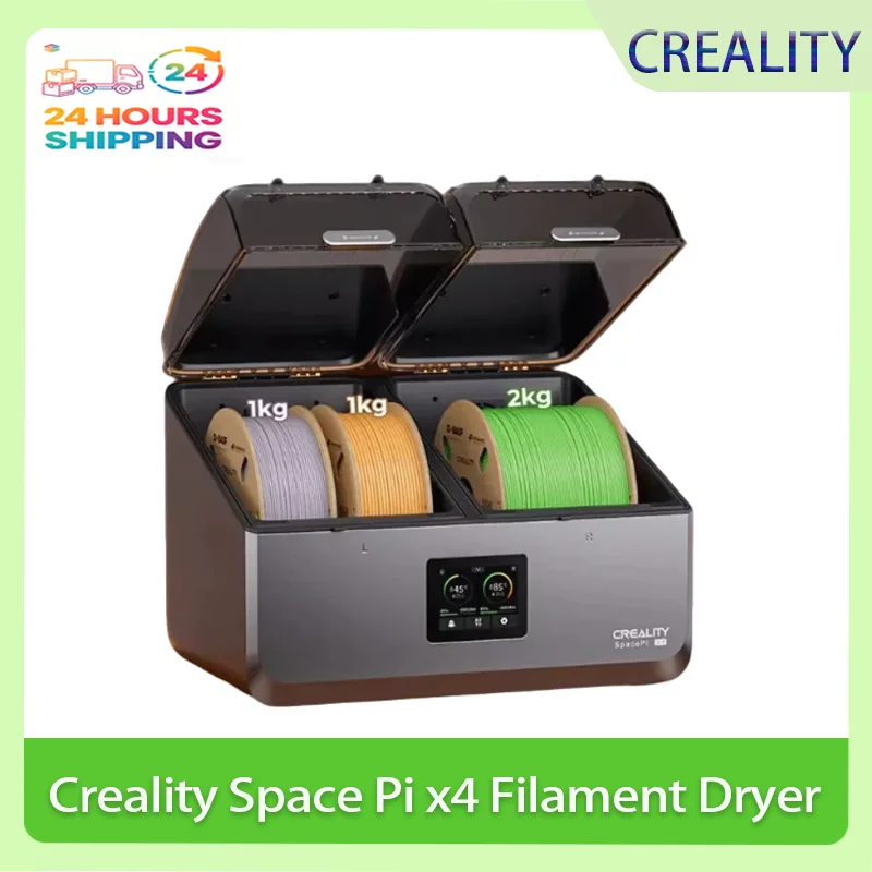 Creality SpacePi X4 Filament Dryer 4 Spools Up To 80℃ Dual Independent Heating Chambers Auto Silent Original for All 3D Printer
Creality SpacePi X4 Filament Dryer 4 Spools Up To 80℃ Dual Independent Heating Chambers Auto Silent Original for All 3D Printer