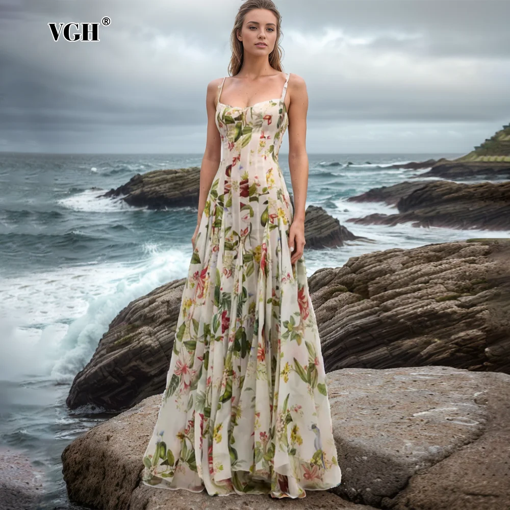VGH Floral Printing Elegant Backless Dresses For Women Square Collar Sleeveless High Waist Temperament Camisole Dress Female New
VGH Floral Printing Elegant Backless Dresses For Women Square Collar Sleeveless High Waist Temperament Camisole Dress Female New