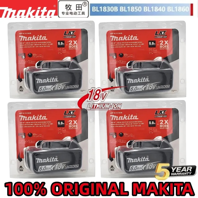 100% Genuine 18V Makita 6Ah/5Ah for Makita Battery BL1840 BL1830B BL1850B BL1850 BL1860 BL1815 Replacement Lithium Battery
100% Genuine 18V Makita 6Ah/5Ah for Makita Battery BL1840 BL1830B BL1850B BL1850 BL1860 BL1815 Replacement Lithium Battery