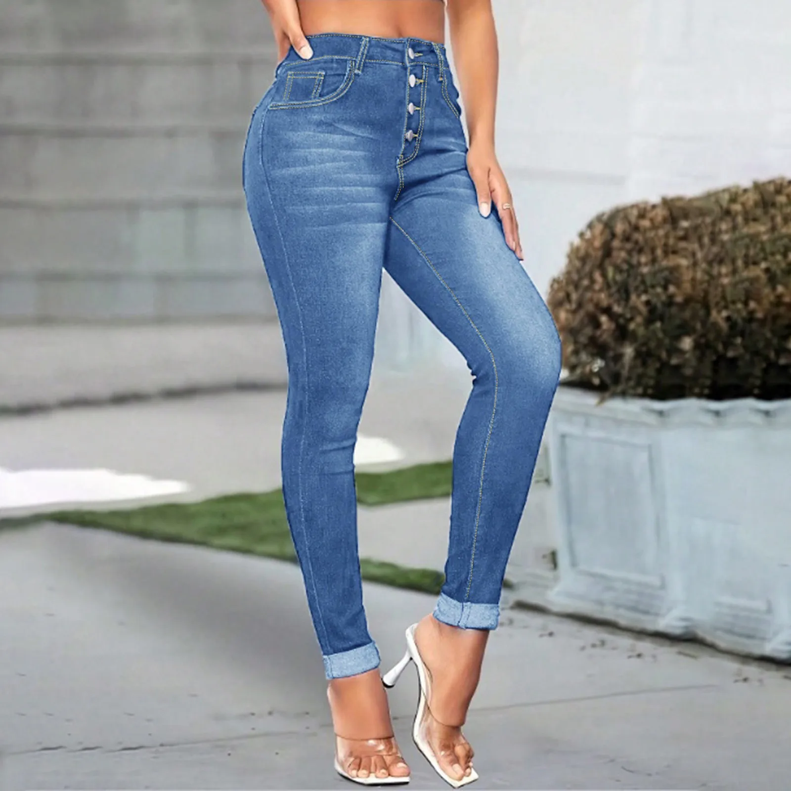 Womens Classic Jeans Leggings Casual Slim High Waist Button Design Denim Pencil Pants Trousers Summer Spring Matching Clothing
Womens Classic Jeans Leggings Casual Slim High Waist Button Design Denim Pencil Pants Trousers Summer Spring Matching Clothing