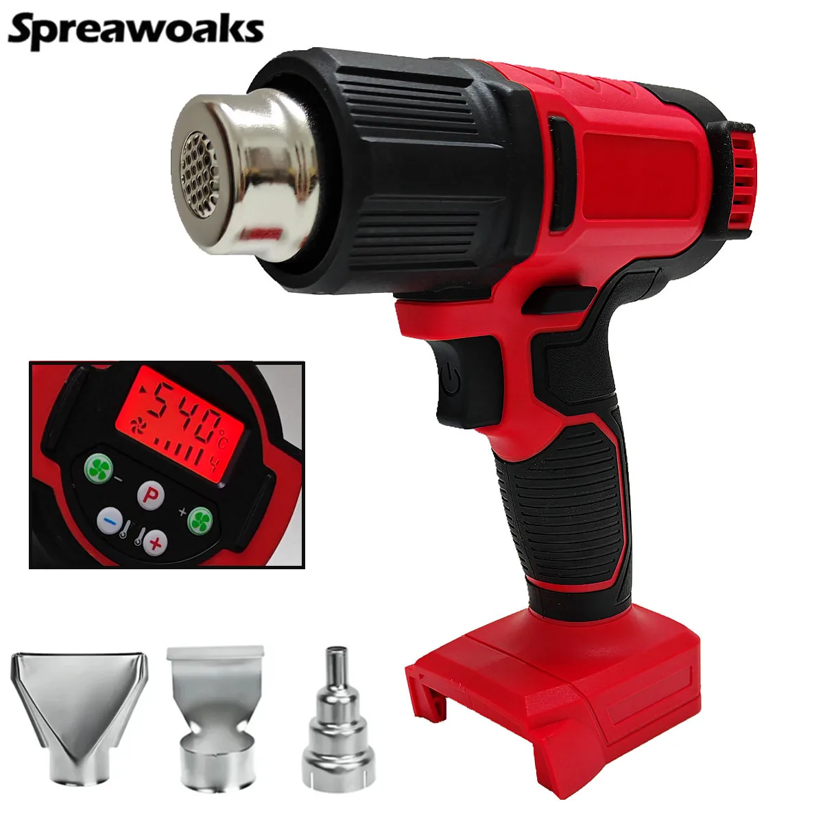 Cordless Hot Air Gun 60-540℃ Adjustable Heat Gun With 3 Nozzle LCD Display Power Tools For Milwaukee 18V Battery
Cordless Hot Air Gun 60-540℃ Adjustable Heat Gun With 3 Nozzle LCD Display Power Tools For Milwaukee 18V Battery