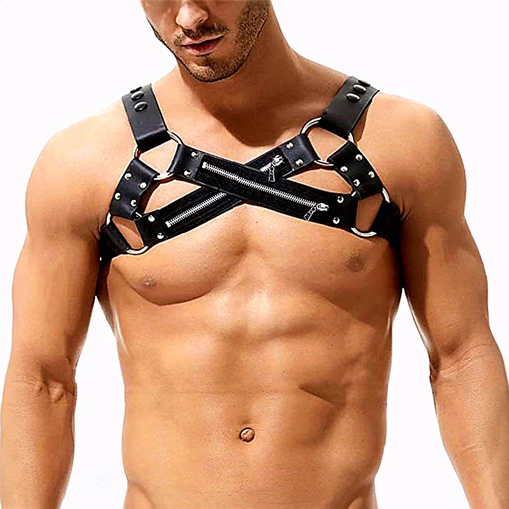 Gay Rave Harness Fetish Punk Chest Sexy Leather Adjustable Top Belt Body Bondage Cage Rave Costumes Nighclub Stage Wear
Gay Rave Harness Fetish Punk Chest Sexy Leather Adjustable Top Belt Body Bondage Cage Rave Costumes Nighclub Stage Wear
