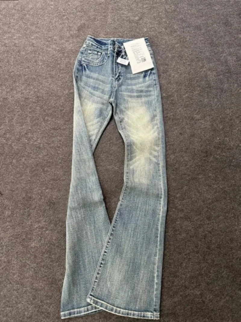 Retro Blue Flared Pants For Women Spring High Waisted Elastic Jeans 2025 New Slim Fit Washed Distressed Denim Length Trousers
Retro Blue Flared Pants For Women Spring High Waisted Elastic Jeans 2025 New Slim Fit Washed Distressed Denim Length Trousers