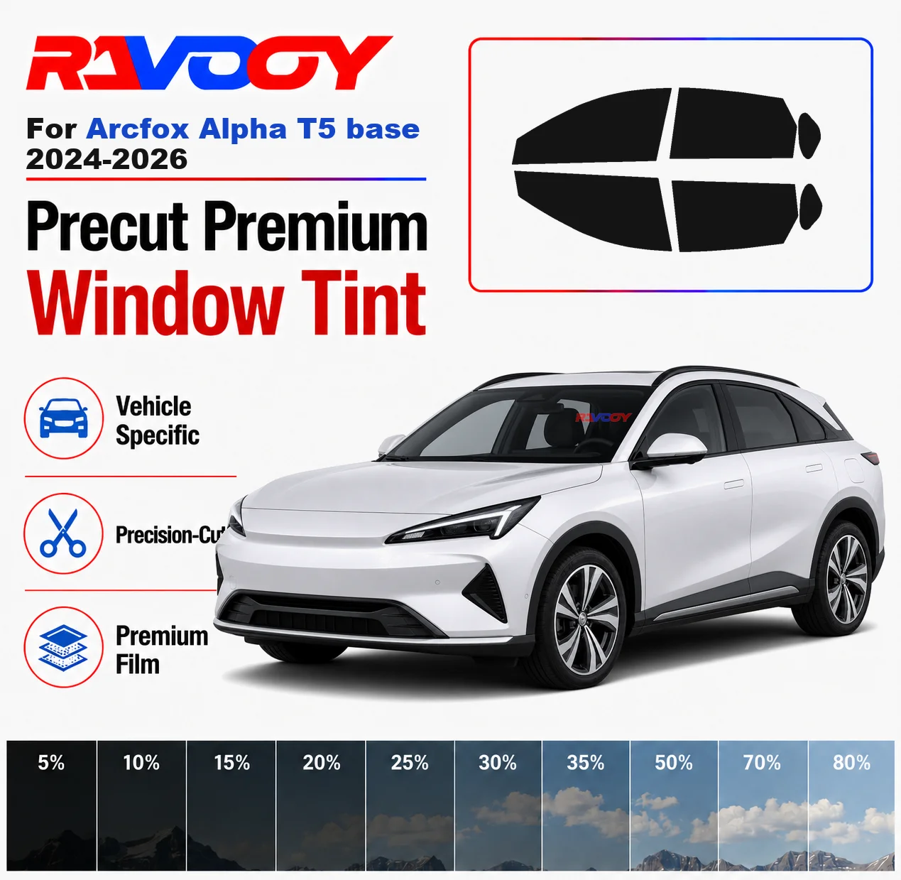 Premium Precut Window Tint Kit Front Rear Windows Rear Windshield For Arcfox Alpha T5 base 2024-2026 Car Solar Nano Ceramic Film
Premium Precut Window Tint Kit Front Rear Windows Rear Windshield For Arcfox Alpha T5 base 2024-2026 Car Solar Nano Ceramic Film