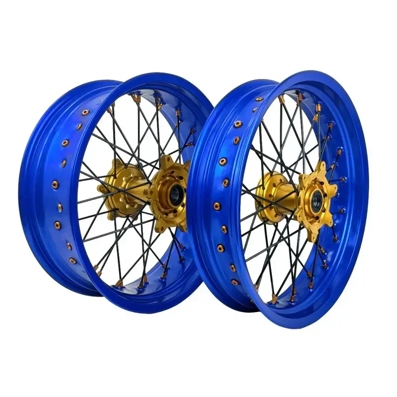 Hot sales in August:High Quality Fit WR YZ YZF 2003-2023 16/17 Wheel Set Blue Rims Gold Hubs Supermoto Off Road Wheels
Hot sales in August:High Quality Fit WR YZ YZF 2003-2023 16/17 Wheel Set Blue Rims Gold Hubs Supermoto Off Road Wheels