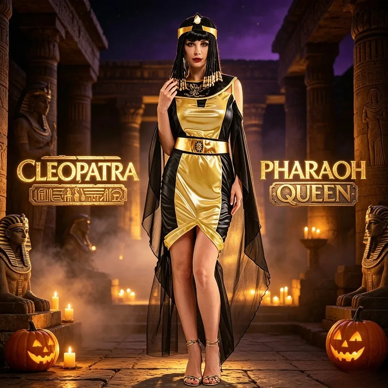 Adult Halloween Cosplay Costume Set, Egyptian Pharaoh Queen Dress, Ancient Royal Role Play Outfit for Party Stage Show Carnival
Adult Halloween Cosplay Costume Set, Egyptian Pharaoh Queen Dress, Ancient Royal Role Play Outfit for Party Stage Show Carnival