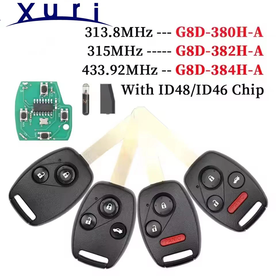 Xuri OUCG8D-380H-A/382H/384H 313.8/315/433MHz ID48/46 Remote Key for Honda Accord CRV HRV Fit City Jazz Odyssey Shuttle Civic
Xuri OUCG8D-380H-A/382H/384H 313.8/315/433MHz ID48/46 Remote Key for Honda Accord CRV HRV Fit City Jazz Odyssey Shuttle Civic