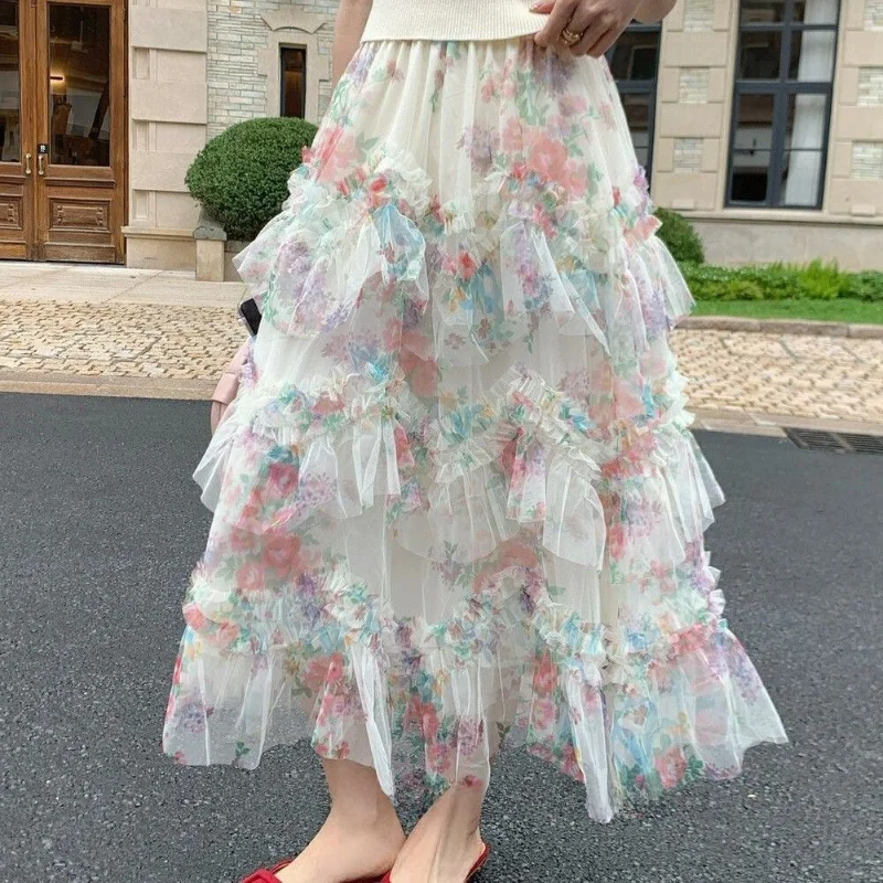 Romantic Elegant Versatile Half Skirt Mesh Dress Long Mint Wave Luxury Floral Print Casual High Waist Polyester Cake Skirt
Romantic Elegant Versatile Half Skirt Mesh Dress Long Mint Wave Luxury Floral Print Casual High Waist Polyester Cake Skirt