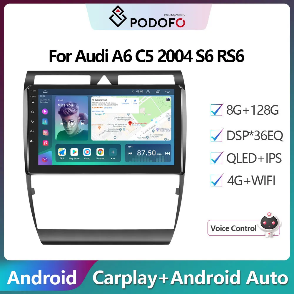 Podofo AI Voice 2 din Android Auto Radio for Audi A6 C5 2004 S6 RS6 Car Radio Multimedia GPS Track Carplay DSP Stereo Receiver
Podofo AI Voice 2 din Android Auto Radio for Audi A6 C5 2004 S6 RS6 Car Radio Multimedia GPS Track Carplay DSP Stereo Receiver