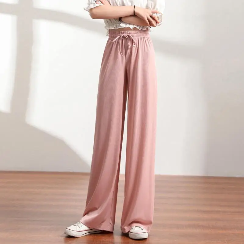 Summer Ice Silk Wide-leg Pants Korean Style High Waist Women's Trousers Chiffon Loose Large Size Women's Casual Pants
Summer Ice Silk Wide-leg Pants Korean Style High Waist Women's Trousers Chiffon Loose Large Size Women's Casual Pants
