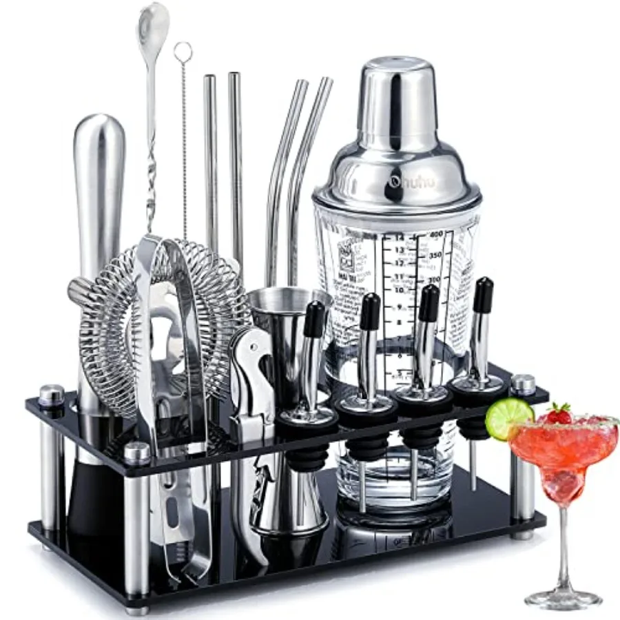 Cocktail Shaker Set 17-Piece Bartender Kit Bar Tool Set with Acrylic Stand Premium Soda-Lime Glass Drink Shaker with All Bar Ac
Cocktail Shaker Set 17-Piece Bartender Kit Bar Tool Set with Acrylic Stand Premium Soda-Lime Glass Drink Shaker with All Bar Ac