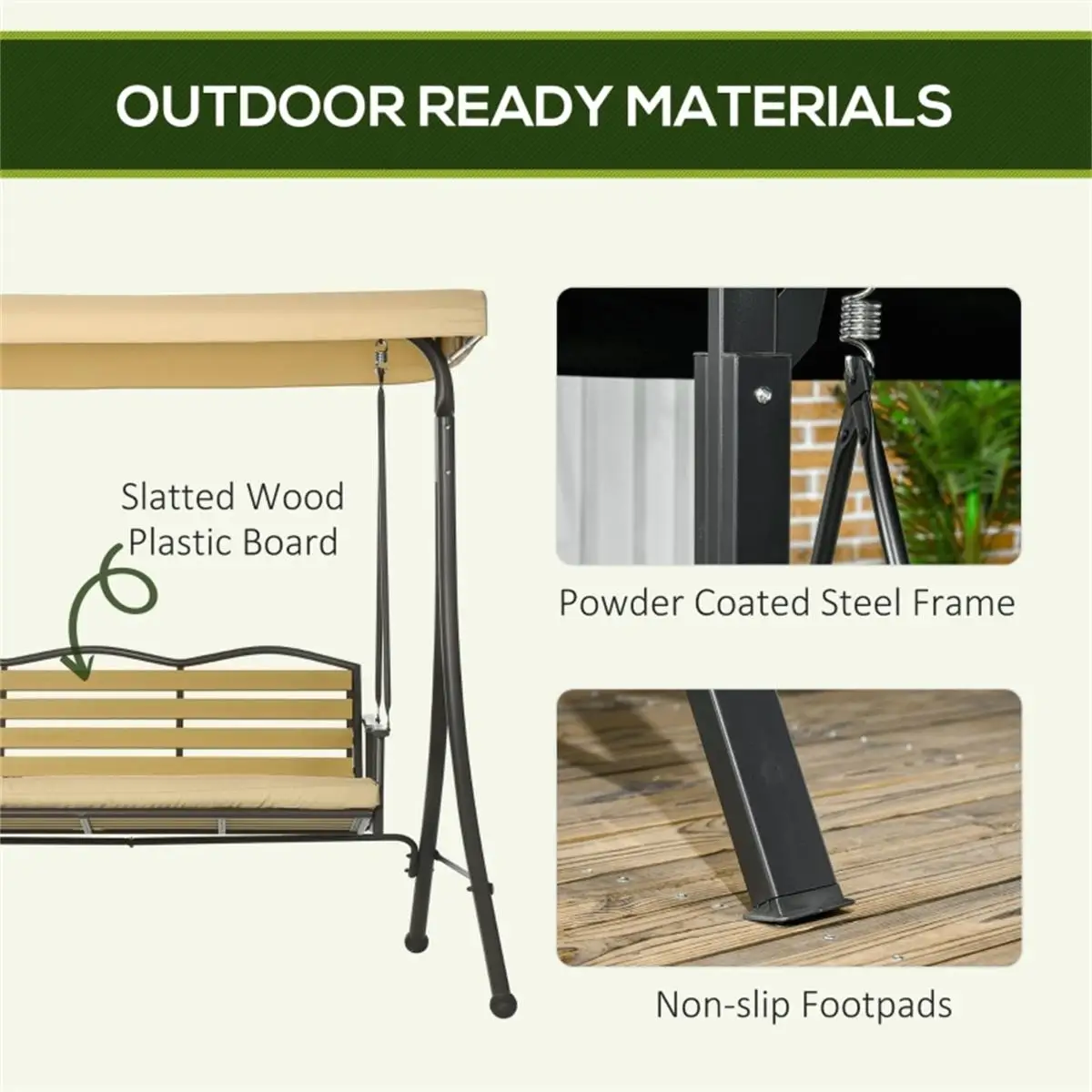 3-Person Outdoor Porch Swing Chair - Comfortable Patio Seating for Relaxing & Enjoying Nature
3-Person Outdoor Porch Swing Chair - Comfortable Patio Seating for Relaxing & Enjoying Nature