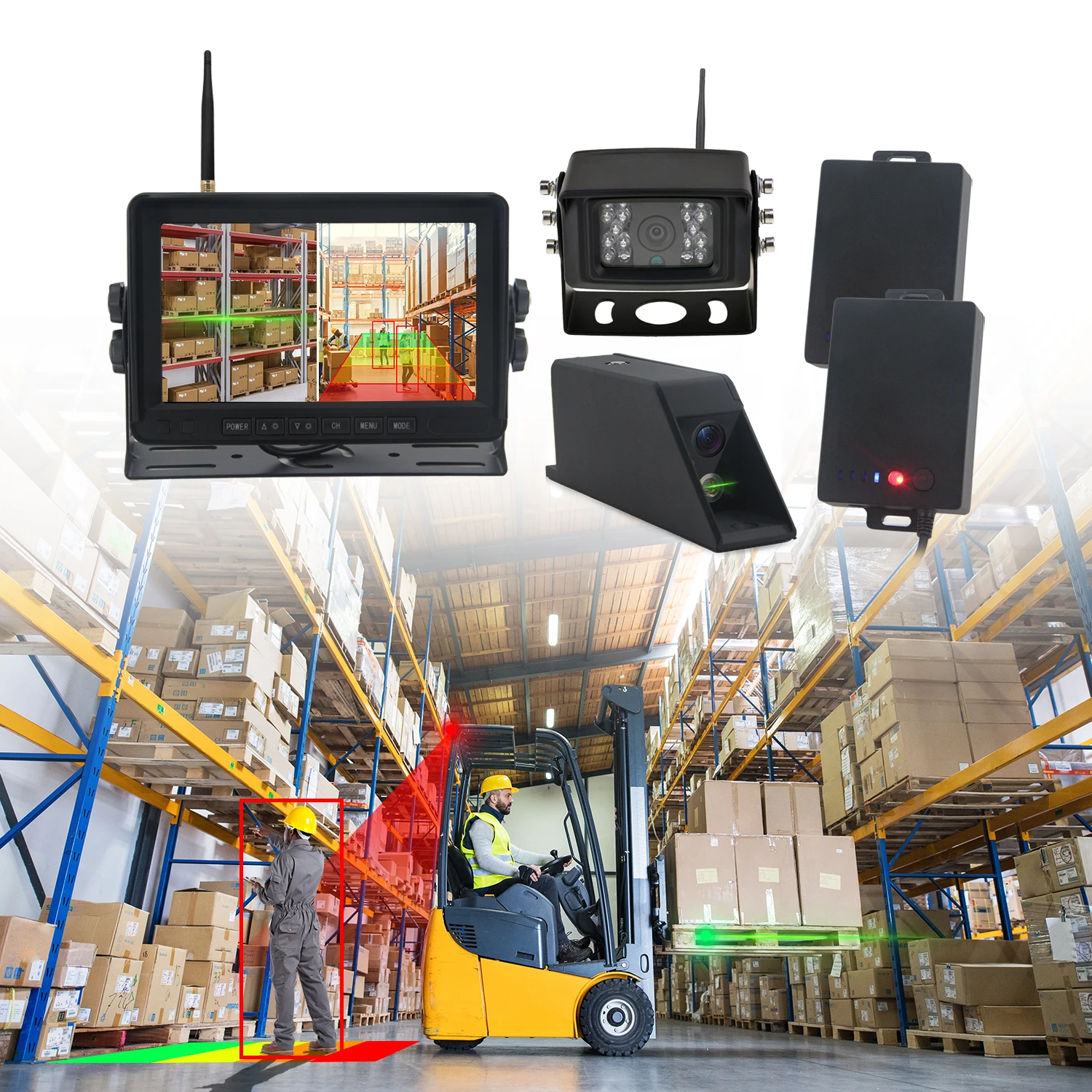 Magnetic Forklift Camera With Blind Spot Detection, Rear View, IP69 Waterproof, 7-Inch Wireless Display For & Forklift
Magnetic Forklift Camera With Blind Spot Detection, Rear View, IP69 Waterproof, 7-Inch Wireless Display For & Forklift