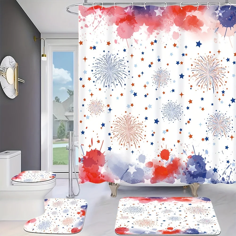 Комплект из 4 предметов для ванной комнаты Patriotic Fireworks: занавеска для душа, коврик для ванной, крышка унитаза и крышка бачка — праздничный домашний декор
Комплект из 4 предметов для ванной комнаты Patriotic Fireworks: занавеска для душа, коврик для ванной, крышка унитаза и крышка бачка — праздничный домашний декор