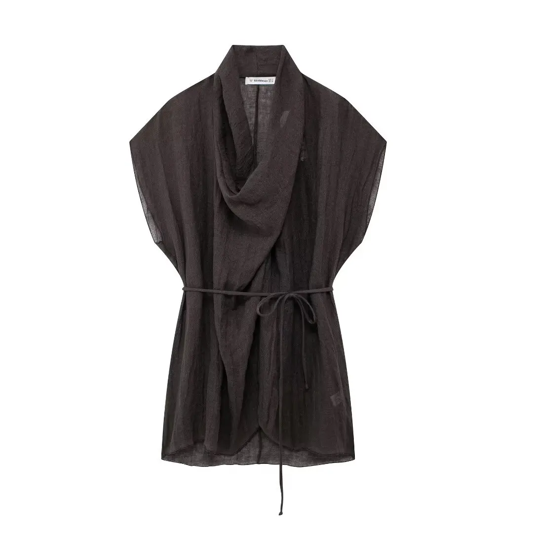 TRAFZA Female New Fashion Streetwear Style Thin Blouses Brown Sleeveless Lace-Up Decorate Open Stitch Summer Tops Woman Trendy
TRAFZA Female New Fashion Streetwear Style Thin Blouses Brown Sleeveless Lace-Up Decorate Open Stitch Summer Tops Woman Trendy