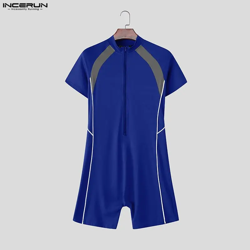 INCERUN Men Bodysuits Patchwork Workout Zipper Short Sleeve Playsuits Men Rompers Streetwear Skinny Fashion Casual Male Bodysuit
INCERUN Men Bodysuits Patchwork Workout Zipper Short Sleeve Playsuits Men Rompers Streetwear Skinny Fashion Casual Male Bodysuit