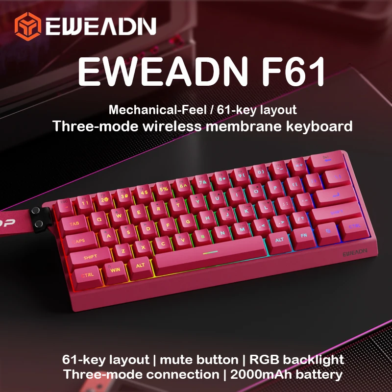 EWEADN F61 61Keys Custom Mechanical Keyboard 3Mode BT 2.4G Wired Hot Swap RGB Backlit Portable Gaming Keyboard
EWEADN F61 61Keys Custom Mechanical Keyboard 3Mode BT 2.4G Wired Hot Swap RGB Backlit Portable Gaming Keyboard